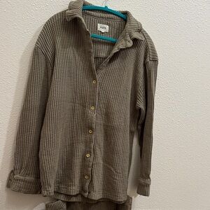 MATE Waffle Knit Button-Up Shirt & pants